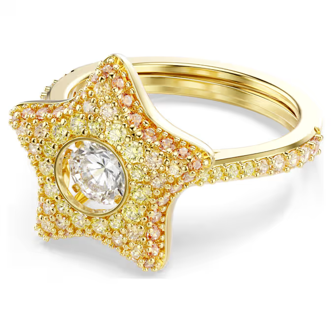Sublima ring Round cut, Star, Multicolored, 18K gold finish