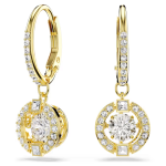 Una Angelic drop earrings Round cut, White, 18K gold finish