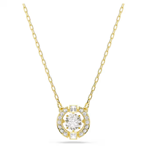 Una Angelic pendant Mixed cuts, White, 18K gold finish