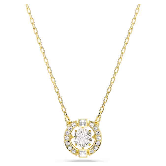 Una Angelic pendant Mixed cuts, White, 18K gold finish