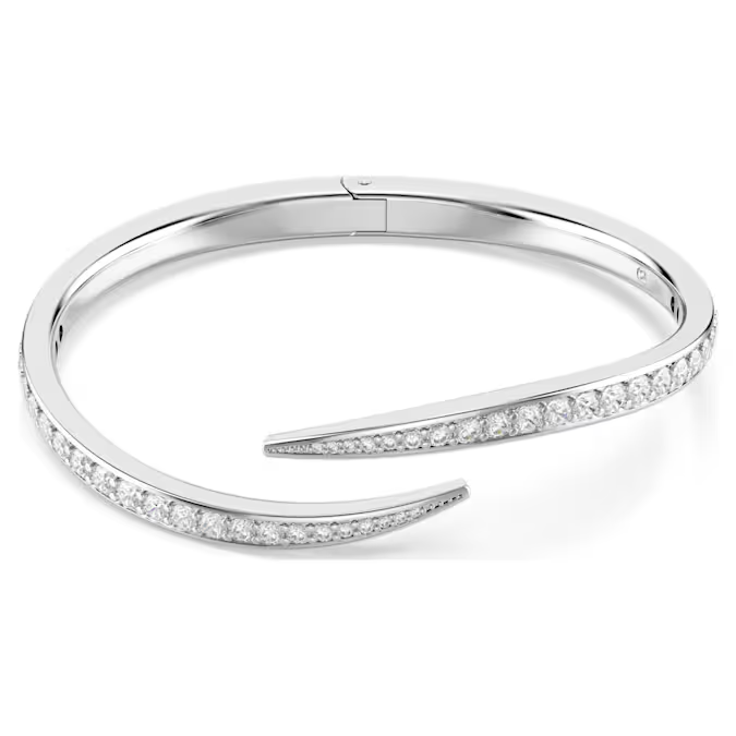 Vienna bangle Round cut, Swan, White, Rhodium plated