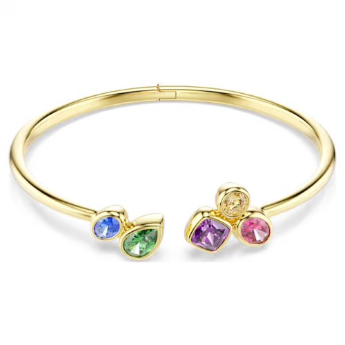 Imber bangle Mixed cuts, Multicolored, 18K gold plated