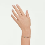 Imber bangle Mixed cuts, Multicolored, 18K gold plated