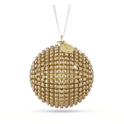Holiday Magic Classics Crystal Mesh Ball Ornament Gold tone