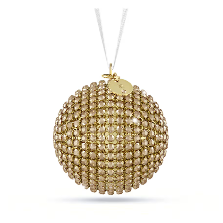 Holiday Magic Classics Crystal Mesh Ball Ornament Gold tone