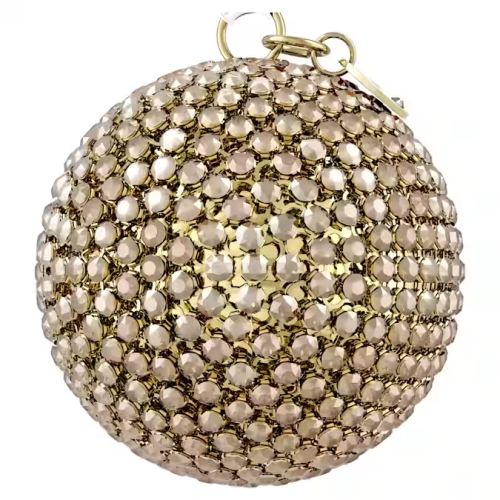 Holiday Magic Classics Crystal Mesh Ball Ornament Gold tone