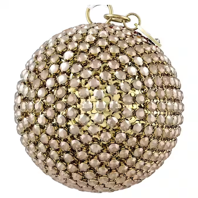Holiday Magic Classics Crystal Mesh Ball Ornament Gold tone