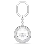 Bag charm Round cut, White, Rhodium plated