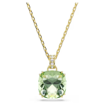 Millenia pendant Cushion cut, Green, 18K gold finish