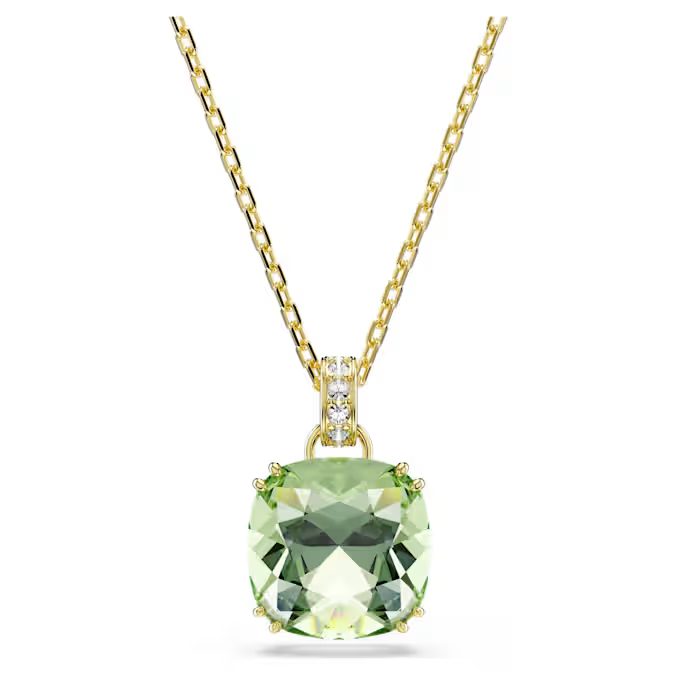 Millenia pendant Cushion cut, Green, 18K gold finish
