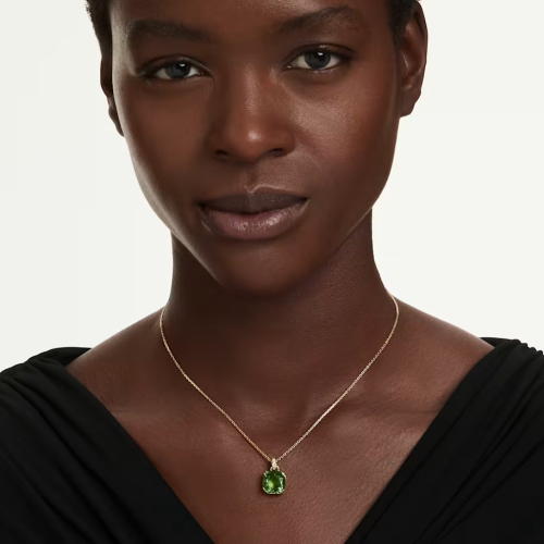 Millenia pendant Cushion cut, Green, 18K gold finish