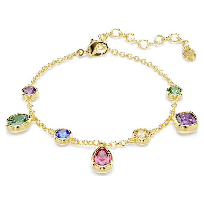 Imber bracelet Mixed cuts, Multicolored, 18K gold finish