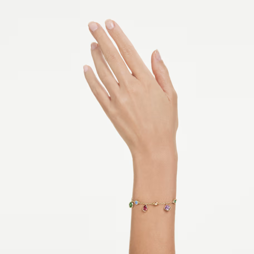 Imber bracelet Mixed cuts, Multicolored, 18K gold finish