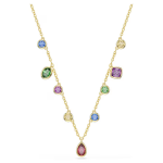 Imber necklace Mixed cuts, Multicolored, 18K gold finish