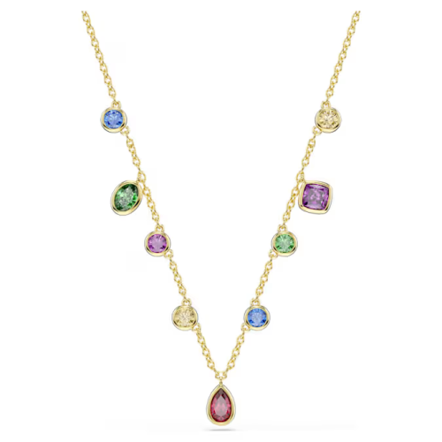 Imber necklace Mixed cuts, Multicolored, 18K gold finish