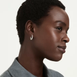 Swarovski Classica hoop earrings Round cut, Small, White, Sterling silver