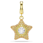 Sublima charm Round cut, Star, Yellow, 18K gold finish