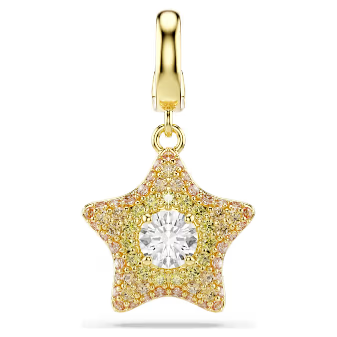 Sublima charm Round cut, Star, Yellow, 18K gold finish