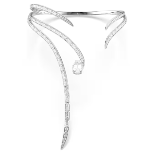 Vienna necklace Mixed cuts, White, Rhodium plated