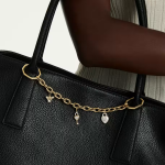 Bag charm Mixed cuts, White, Gold-tone plated