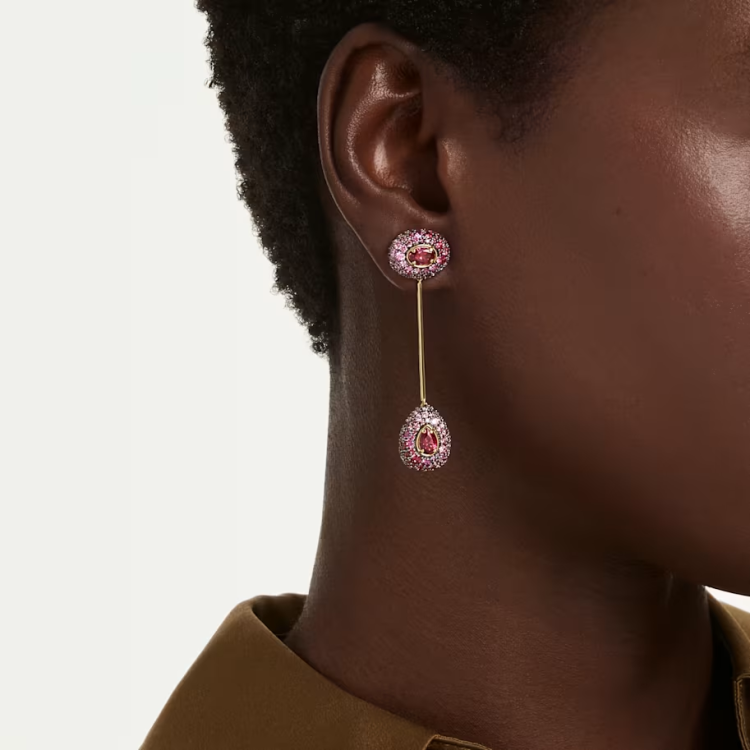 Sublima drop earrings Pear cut, Red, 18K gold finish