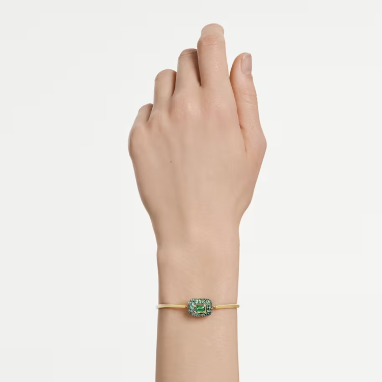 Sublima bangle Octagon cut, Green, 18K gold finish