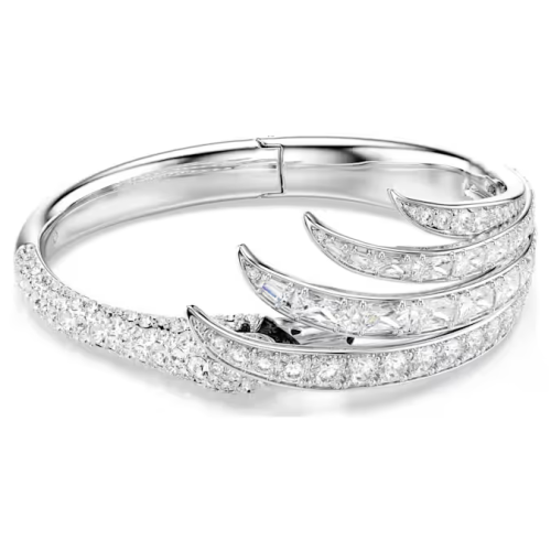 Vienna bangle Mixed cuts, Swan, White, Rhodium plated