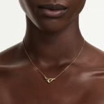 Swarovski Classica pendant Round cut, Interlocking, White, Sterling silver, 18K gold finish