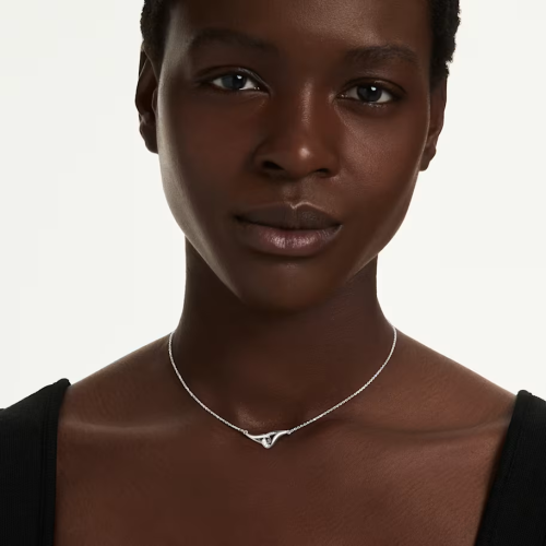Swarovski Classica pendant Round cut, Interlocking, White, Sterling silver