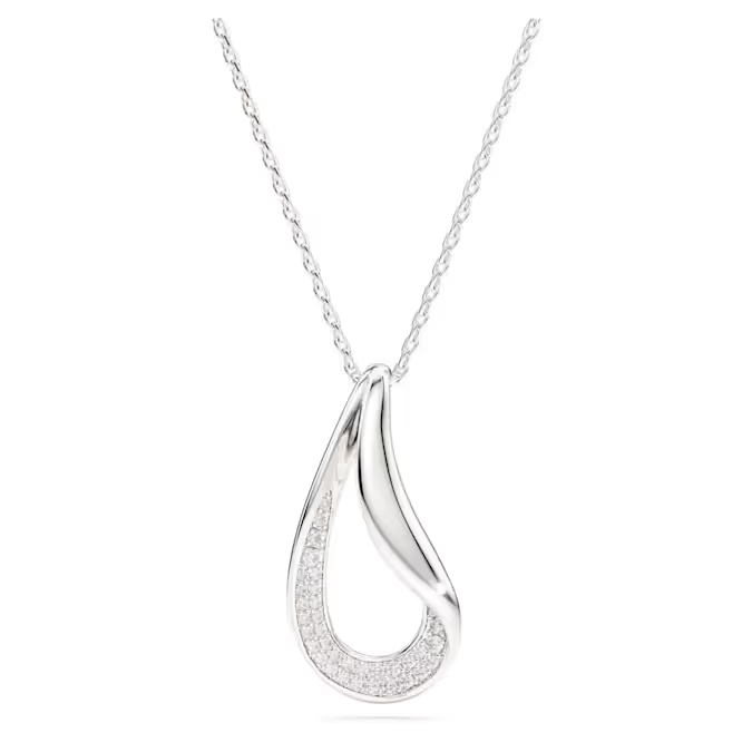 Swarovski Classica pendant Round cut, Long, White, Sterling silver