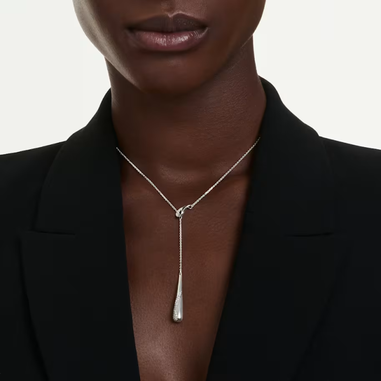 Swarovski Classica Y pendant Round cut, White, Sterling silver