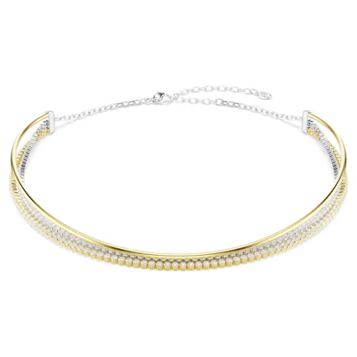 Hyperbola necklace Round cut, White, Mixed metal finish