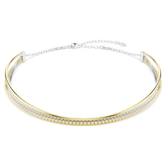 Hyperbola necklace Round cut, White, Mixed metal finish