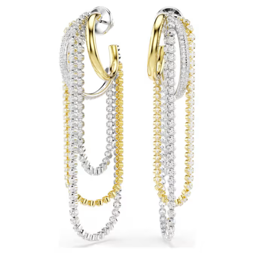 Hyperbola earrings Layered, Round cut, White, Mixed metal finish
