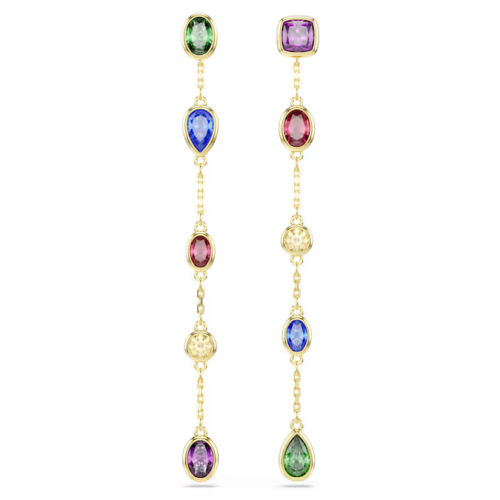 Imber drop earrings Mixed cuts, Multicolored, 18K gold finish