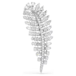 Vienna brooch Mixed cuts, Feather, White, Rhodium plated