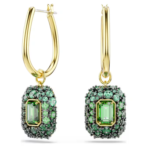 Sublima drop earrings Octagon cut, Green, 18K gold finish