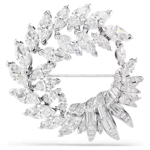 Mesmera brooch Marquise cut, White, Rhodium plated