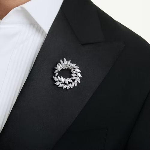 Mesmera brooch Marquise cut, White, Rhodium plated