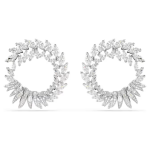 Mesmera hoop earrings Marquise cut, White, Rhodium plated