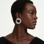 Mesmera hoop earrings Marquise cut, White, Rhodium plated