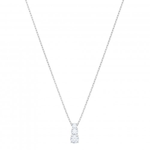 Attract Trilogy Round Pendant, White, Rhodium plated
