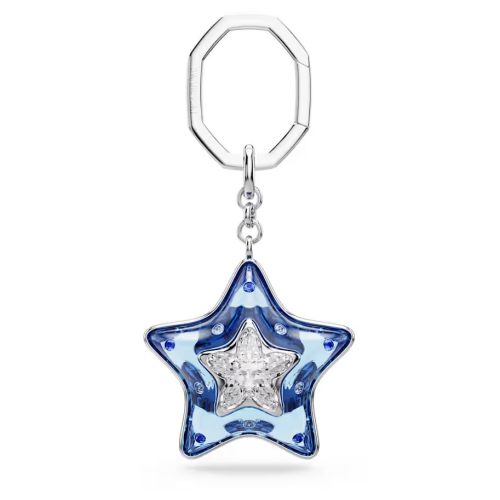 Bag charm Mixed cuts, Star, Blue, Rhodium plated