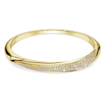 Swarovski Classica bangle Round cut, White, Sterling silver, 18K gold finish