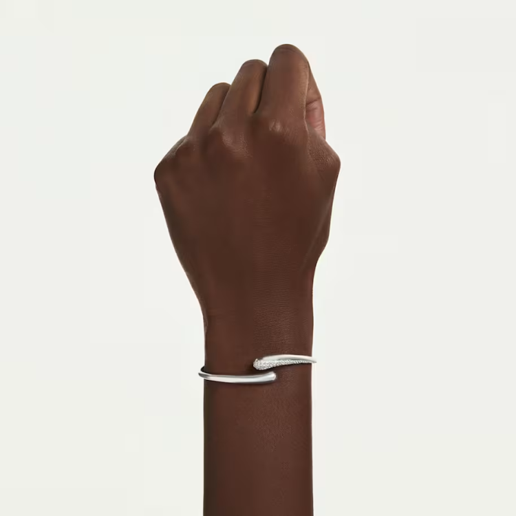 Swarovski Classica bangle Intertwining, Round cut, White, Sterling silver