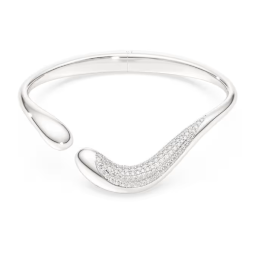 Swarovski Classica bangle Open, Round cut, White, Sterling silver