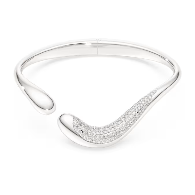 Swarovski Classica bangle Open, Round cut, White, Sterling silver