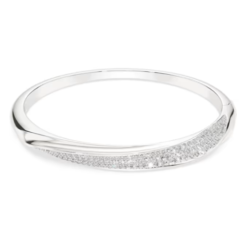 Swarovski Classica bangle Round cut, White, Sterling silver