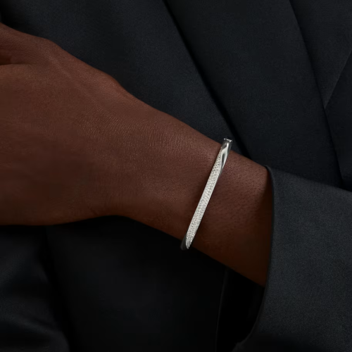 Swarovski Classica bangle Round cut, White, Sterling silver