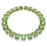 Millenia necklace Oversized crystals, Octagon cut, Green, 18K gold finish